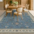 thumbnail image 3 of Washable Navy Blue Living Room Rug, 8x10 Area Rug For Bedroom, Dining Room Rugs for Under Table - Low Pile Non-Slip Rubber Backing Stain Resistant Rug - Aethestic Boho Home Decor (8x10 Navy Blue), 3 of 9