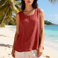 thumbnail image 4 of Short Sleeve Tops for Women Cotton Linen Tank Tops Casual Shirt Basic Sleeveless Layering Camisoles Beach Vacation Clothes on Sale, 4 of 4
