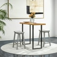 thumbnail image 4 of Costway Set of 2 Saddle Bar Stools Counter Height Dining Chairs with Wooden Legs Gray, 4 of 9
