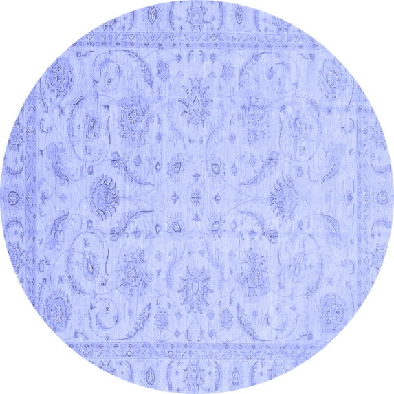 Ahgly Company Indoor Round Oriental Blue Traditional Area Rugs, 4' Round