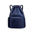 thumbnail image 1 of Mochila impermeable con cordón ajustable, bolsa de viaje con cordón ajustable, bolsa deportiva para hombres y mujeres, azul oscuro., 1 of 5