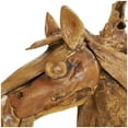 thumbnail image 5 of 25" x 23" Brown Teak Wood Handmade Horse Sculpture, by DecMode, 5 of 10