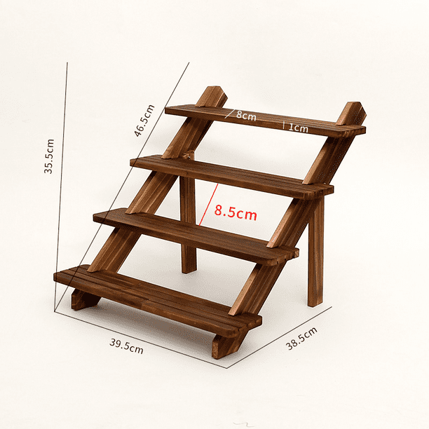 Soporte rústico de madera para magdalenas de 4 niveles, estante de exhibición de madera escalonada para bodas, estante de exhibición de mesa de fiesta para comida, postre, decoración de galletas, espe