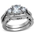 thumbnail image 1 of Women High Polished Stainless Steel Ring with AAA Grade CZ in Clear - Size 7, 1 of 1