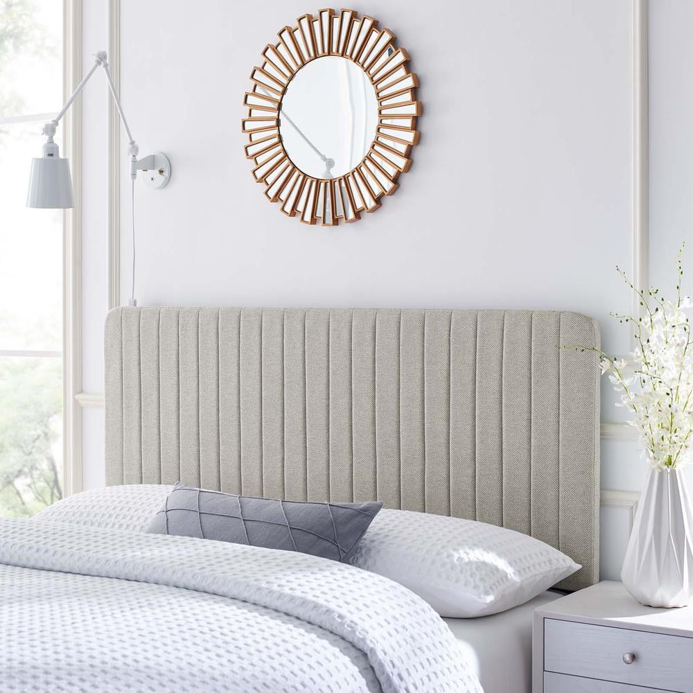 Modway Milenna Channel Tufted Fabric King/California King Headboard in Oatmeal