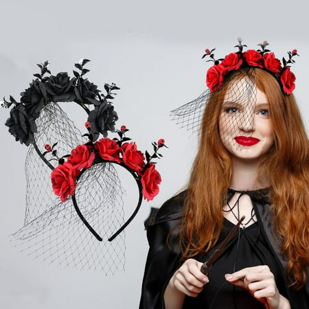 

Isvgxsz Clearance Fall Decorations For Home Halloween Rose Mesh Headband Ghost Festival Performance Party Headband Dark Floral Wreath Headband Yarn Headband Hair Accessory Kitchen Decor