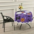 thumbnail image 6 of Coolnut Halloween Pumpkin Bat and Skull Round Tablecloth 60In,Table Cover Water Resistant Spill Proof Large Table Cover for Indoor & Outdoor Family Gathering Dinner, BBQ Halloween Decoration, 6 of 7