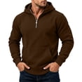 thumbnail image 5 of Atogsazn Mens 1/4 Zip Oversized Hoodies Casual Long Sleeve Hooded Sweatshirt Fall Winter Tops with Pocket Brown XXL Fashion, 5 of 8