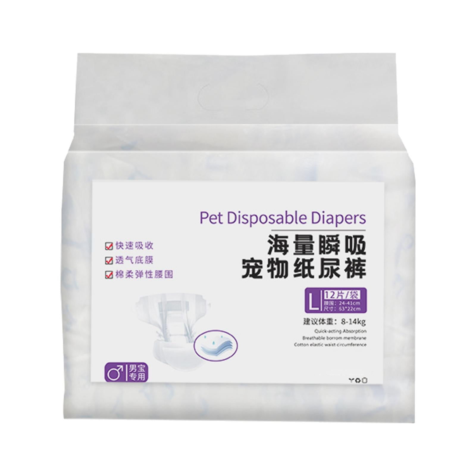Dog Diaper Disposable Leakproof Nappies Comfort Puppy Accessories Soft Dog Wraps Pee Diapers Pet Diapers for Travel Outdoor Crate Kennel male L
