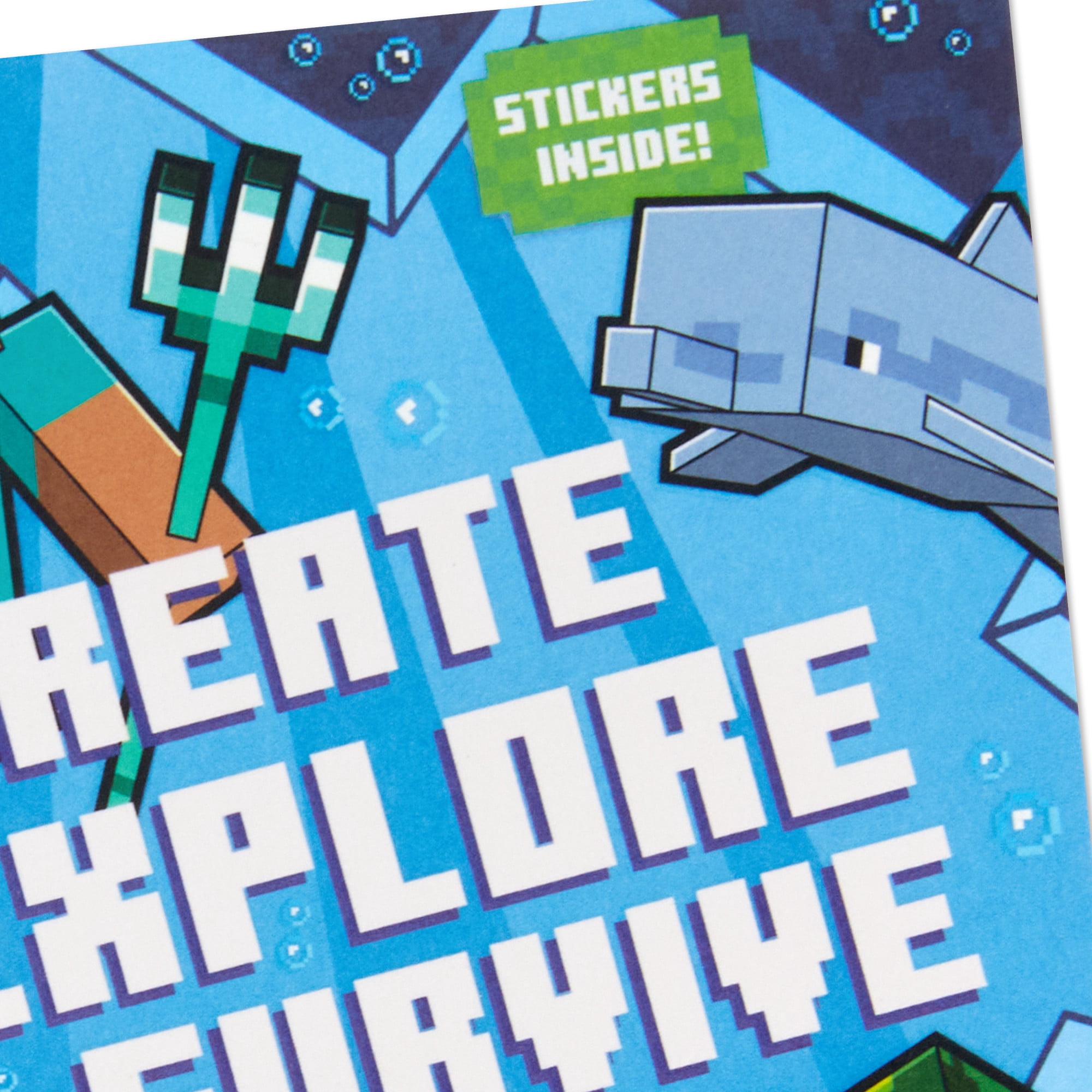 Hallmark Minecraft Birthday Card for Boy with Stickers (Build a World of Adventure)