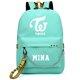 thumbnail image 3 of Mochila con estampado de la banda coreana TWICE, mochila de lona para mujer, mochila femenina con carga USB para ordenador portátil, mochila para mujer, 3 of 5