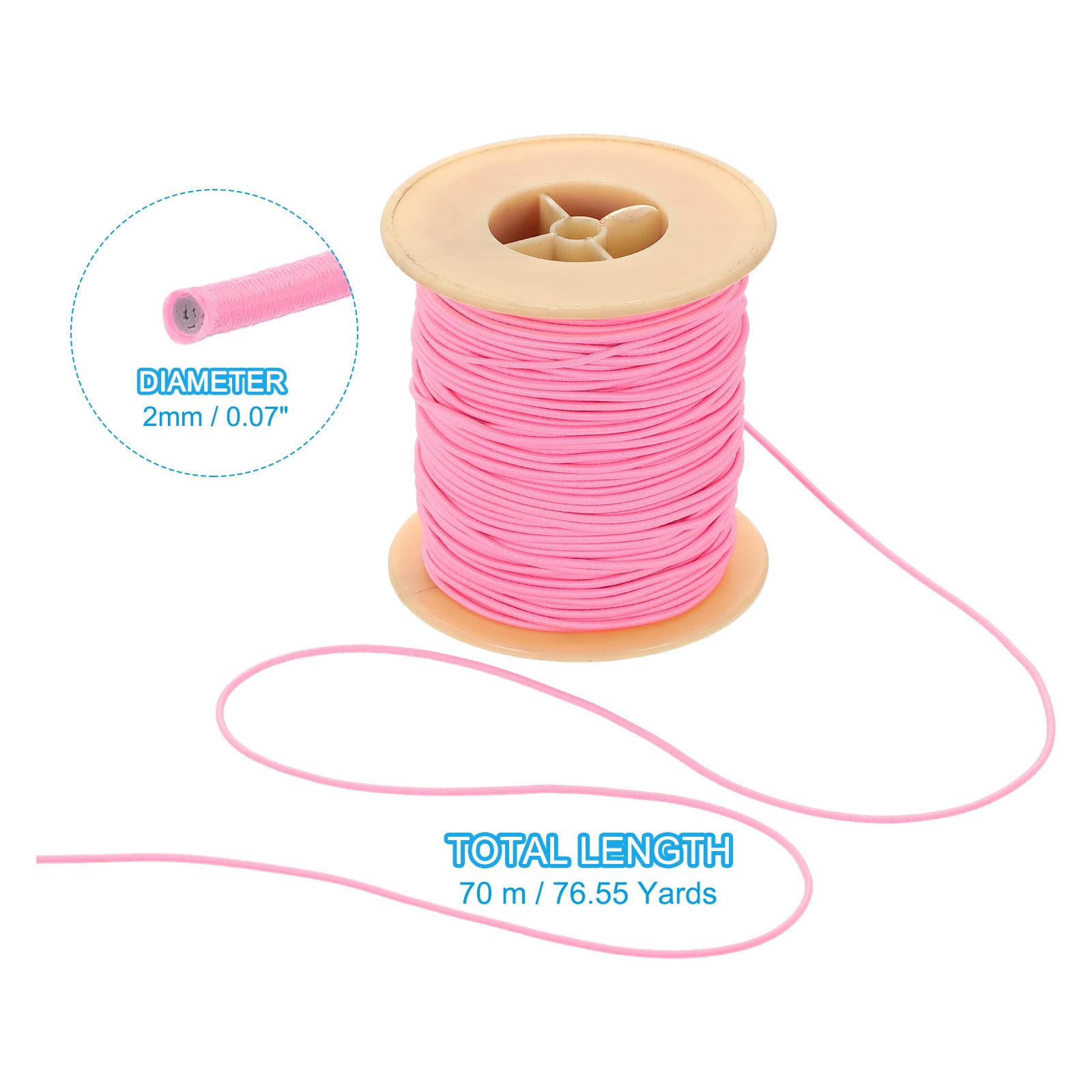 Uxcell Elastic Cord, 2 mm Stretchy Elastic String 77 Yards for Jewelry Making, Necklaces, Beading and Crafts DIY, Rose Red