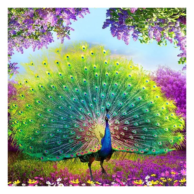Cuadros Decorativos 5D DIY Pavo Real Cola extendida Taladro cuadrado completo Mosaico Diamante Pintura Diamante de imitación Ehuebsd Nuevos Originales