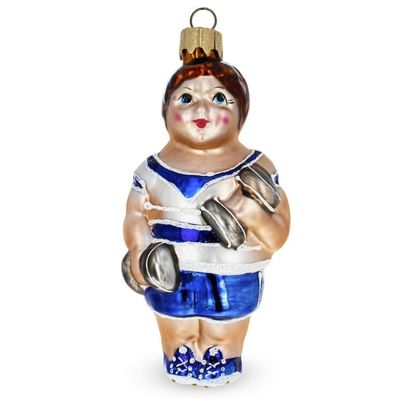 Fit Bodybuilder Exercising Glass Christmas Ornament