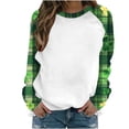 thumbnail image 2 of RKSTN Mode Femme Ample Décontractée Jour de la Saint-Patrick Imprimé Col Rond Décontracté Raglan Manches Longues Chandail Blouse Femme Blouse Manches Longues Col Rond Blouse/chemise Vert G, 2 of 5
