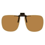 Polarized Clip-on Flip-up Plastic Sunglasses - Square - 60mm Wide X 54mm High (136mm Wide) - Polarized Brown Lenses