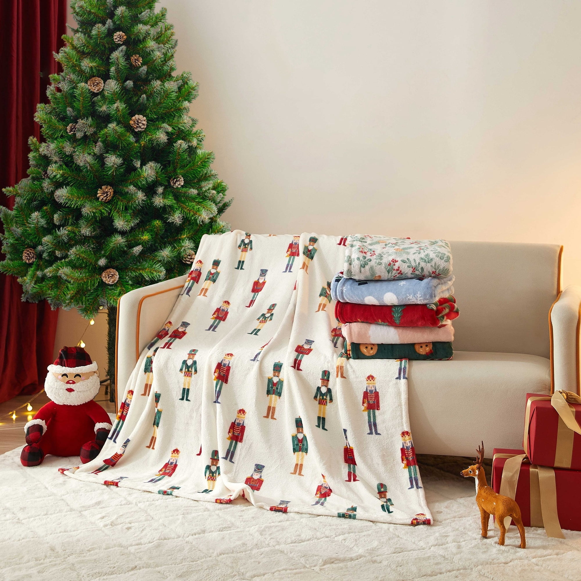 Holiday Time Cozy Christmas Plush Snowman Throw Blanket, Standard Size , All Ages
