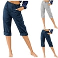 thumbnail image 2 of Gswybco Summer Shorts for Women Trendy Casual High Waist Straight Leg Knee Length Workout Shorts Loose Solid Color Athleisure Going Out Shorts with Pockets, 2 of 4