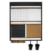 Stratton Home Decor Brooke Wall Organizer - Functional Decor Piece with Calendar, Chalkboard, Corkboard and Key Hook Sections - Large Command Center for Living Room, Kitchen, Dining Room, Study