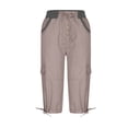 thumbnail image 5 of EaskTriop Women's Cropped Pants Drawstring Hem Capri with Pockets Quick-Dry Elastic High Waist Summer Vacation Utility Lounge Slacks, 5 of 6