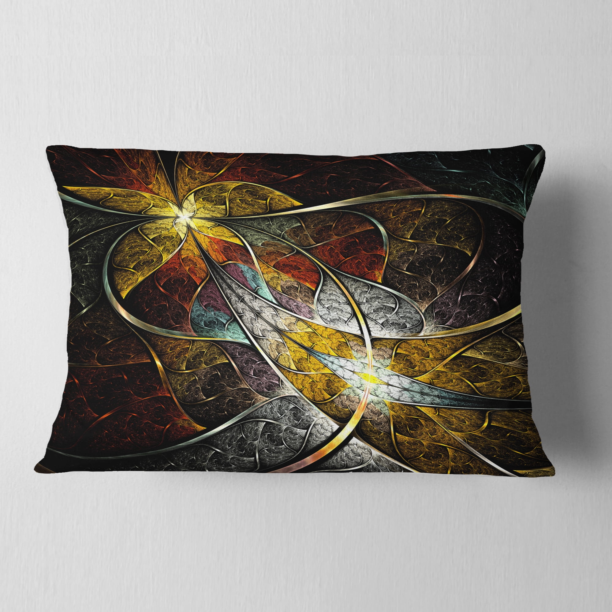 Designart Symmetrical Fractal Flower - Floral Throw Pillow - 12x20
