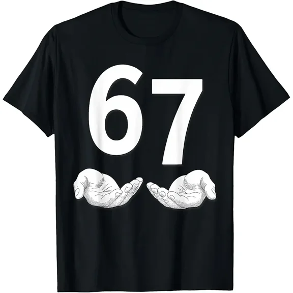 Funny 67 Hand Gesture Numerical Meme Unisex Graphic Short Sleeve T-Shirt