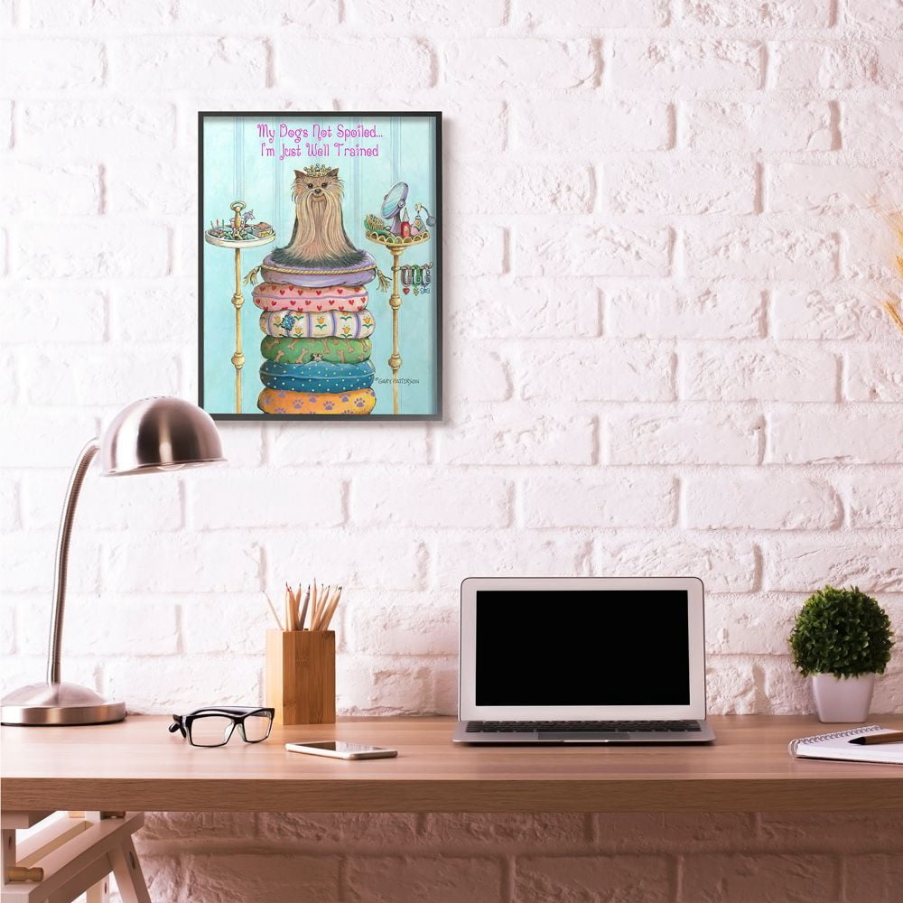Not Spoiled Well Trained Funny Cartoon Pet Dog Design XXL Framed Giclee Texturized Art by Gary Patterson