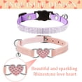 thumbnail image 3 of Miaocao 4 Pcs Rhinestone Cat Collar Heart Bling Breakaway Girl Cat Soft Velvet Fancy Adjustable Safety Kitten Collar with Bell 8-11 Inch for Small Dogs and Kitty(Red, Black), 3 of 7
