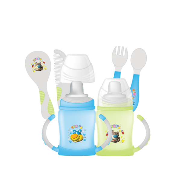 Kit Bebé Timis Vasos Entrenador Cubiertos Cepillo Peine