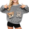 thumbnail image 6 of larppty Women Sweatshirt with Dog Pouch Winter Fleece Pullover Sweatshirts with Carrier Pocket Puppy Kitten Dogs Holder Tops (Grey, XL), 6 of 8