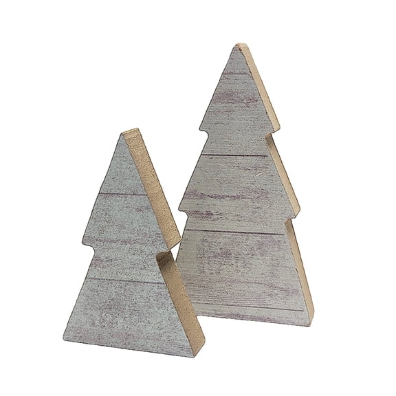 White Shiplap Mini Set of 2 Wooden Trees Farmhouse Christmas Decorations Holiday Home Decor