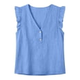 thumbnail image 4 of Ribbed Tank Top Women Under Armour Tank Top Women Women's Color Buttoned -Linen Top Ladies' Top Ladies' Tank Top Blue S, 4 of 8