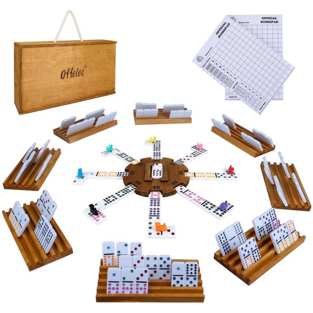 Juego de dominó Mexican Train Offelec Double 12 con 8 soportes