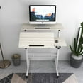 Soges Height Adjustable Computer Desk Sit Stand Workstation Mobile Standing Desk with Wheels