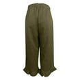 thumbnail image 5 of FUNUONY Womens Cropped Yoga Sweatpants Wide Leg High Waisted Lounge Pajamas Pants Comfy Workout Loose Pants with Pockets Linen Solid Color Casual Elastic Waistband Ruffled Seven Quarter Pants Green M, 5 of 5