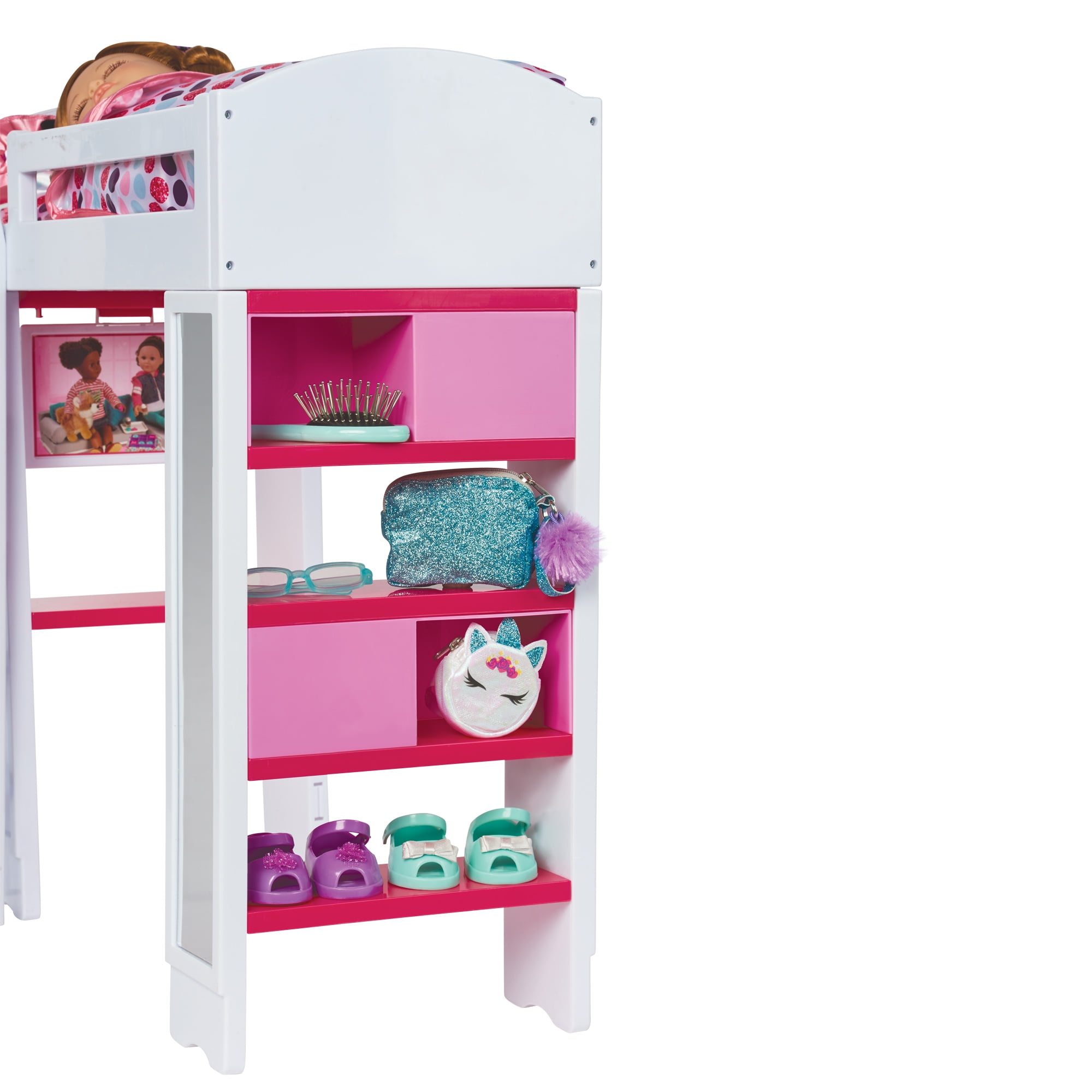 Badger Basket Doll Armoire Bunk Bed With Ladder White Pink Fits American Girl My Life As Most 18 Dolls Walmart Com Walmart Com