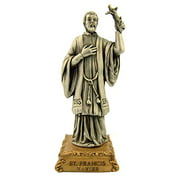 The Michelangelo Liturgical Sculpture Collection Pewter Saint St Francis Xavier Figurine Statue on Gold Tone Base, 4 1/2 Inch
