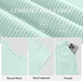 thumbnail image 5 of Asklazy Two Piece Sets for Women Summer Travel Vacation Outfits Pleated Short Sleeve Lounge Sets,Mother‘s Day,Iceland Green,2XL, 5 of 9