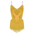 thumbnail image 2 of Alvivi Women's Rhinestone Latin Dance Dress Fringe Leotard Tassel Salsa Waltz Tango Samba Dress Yellow XXL, 2 of 5