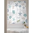 thumbnail image 3 of Summer Beach Sheer Curtains 2 Panels Set, Nautical Starfish Coral Shell Window Sheer Curtains for Living Room/Bedroom, Teal Ocean Light Filtering Rod Pocket Voile Drapes, 52" W x 63" L, 3 of 7