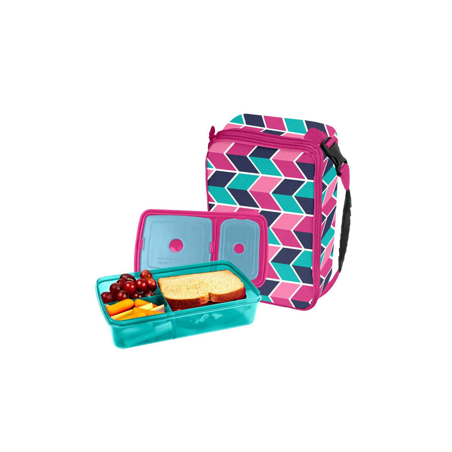 Fit &amp; Fresh Bento Lunch Box in Navy Arrow - Walmart.com