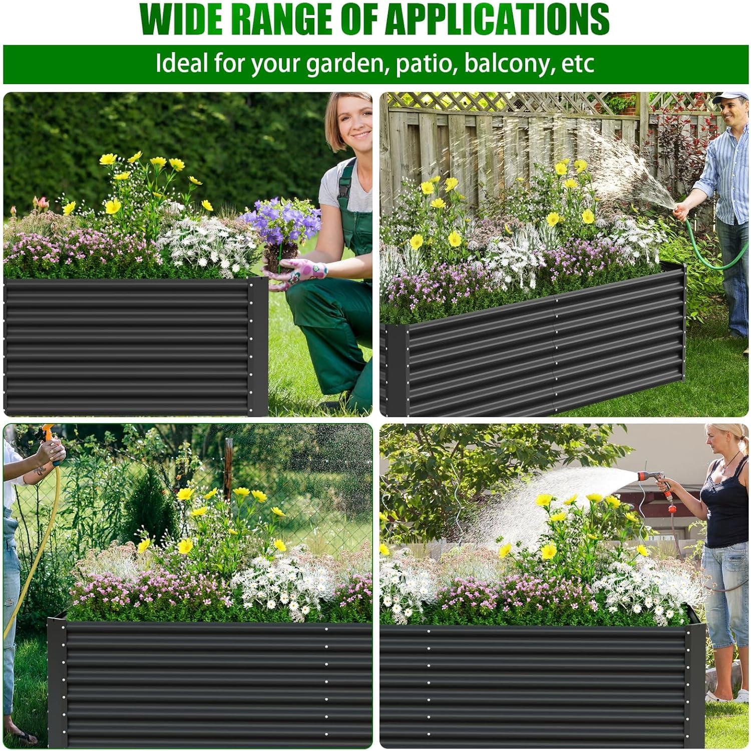 Raised Garden Bed, 12×4×1ft Large Outdoor Metal Planter Box, 266 Gal Soil Capacity, Galvanized Raised Garden Bed Kit for Flower Plants, Fruits, Vegetable Herbs