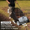thumbnail image 4 of 21-Inch Push Lawn Sweeper, Grass, Lawn and Leaf Cleanup Collector with Large 3.5 cu. ft. Hopper Bag, Durable Wheels, and Dual Spinning Brushes, Grey, 4 of 8