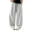 thumbnail image 3 of Barrel Sweatpants Girls Baggy Front Seam Drawstring Curved Wide Leg Sweatpants for Teen Girls Gym Y2k Sweats Pants Joggers, 3 of 5
