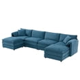 thumbnail image 2 of 136" Chenille Modular Sectional Sofa with Deep and Wide Seat, U-Shaped Cloud Couch Set with Double Cushions, 6 Seat Sofa with Movable Ottoman, Oversized Indoor Furniture (Blue), 2 of 11
