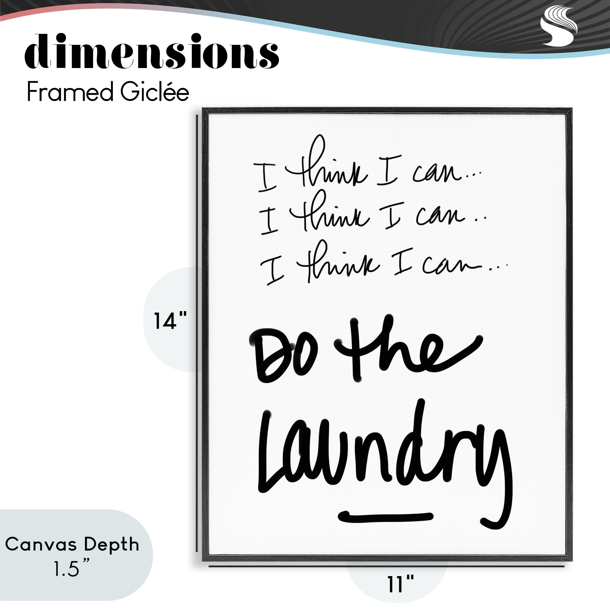 Stupell Industries Think I Can Do Laundry Black Framed Giclee Art, design by SD Graphics Studio