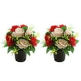 thumbnail image 1 of 2pcs Beautiful Flowers For Home And Cemetery Decoration Realistic Silk Flowers With Base For Remembrance And Flower Hanging Winter Vase Filler with Flowers, 1 of 5