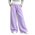 thumbnail image 2 of Edvintorg Sweatpants for Girls Solid Color Elastic Waisted Casual Jogger Loose Wide Leg Workout Pant with Pocket Teen Girl Clothes Size 5-15, 2 of 7