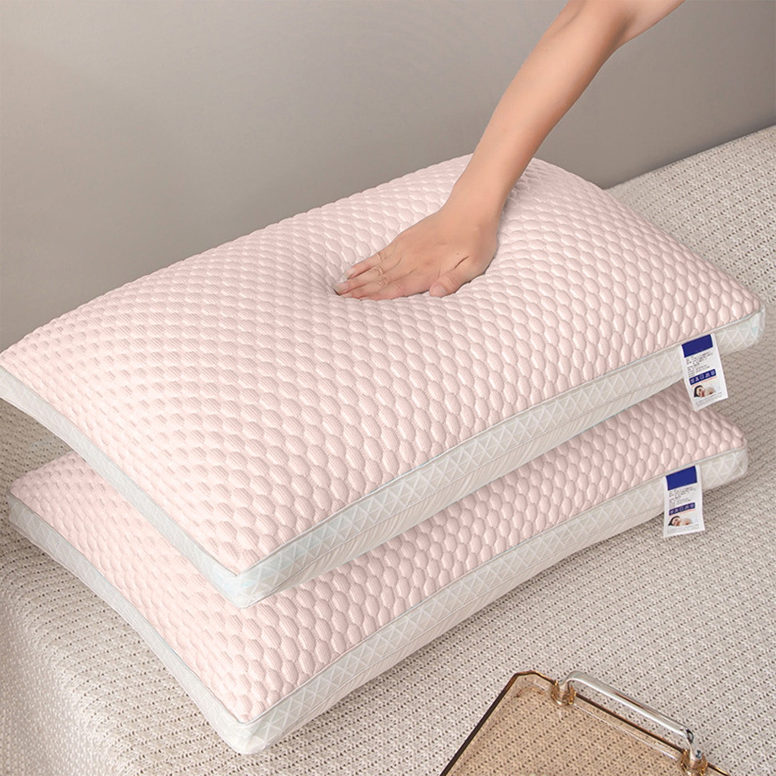Pillows King Size,Cooling Hotel Luxury Bed Pillows for Sleeping,Hotel Quality Bed King Pillows,Fluffy Down Alternative Pillows for Side,Back Sleepers(Pink 2pcs 25*16in)from QiwagFerng