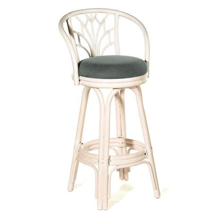 Cancun Palm Rattan Bar - Indoor Swivel Rattan & Wicker Counter Stool w Cushion (Hamtpon)